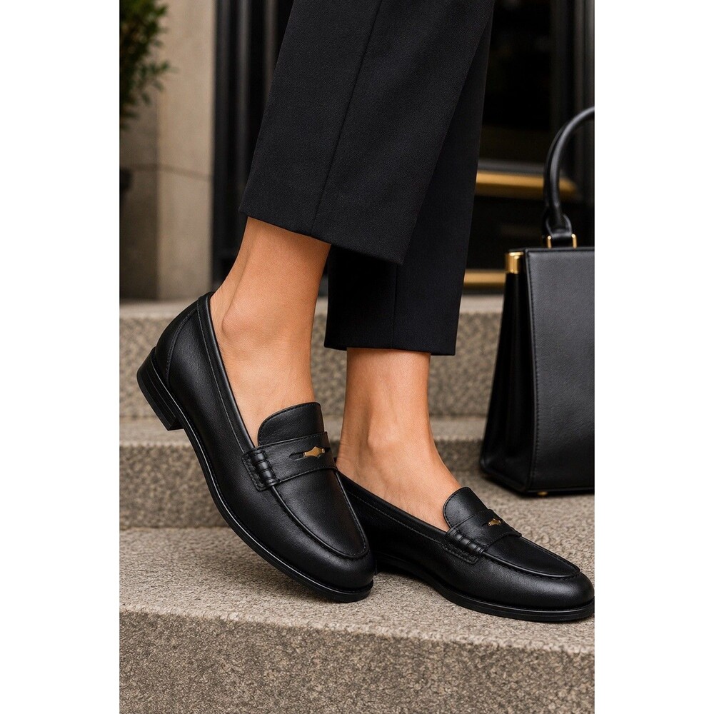 Madewell Grayson Leather Penny Loafer Womens 10 Black Business Preppy NX647 - Picture 2 of 13